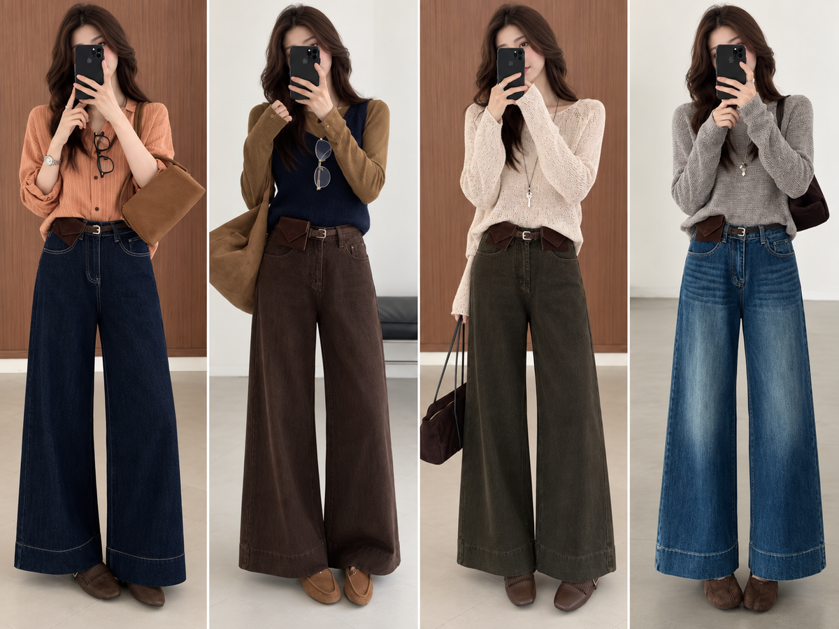 High-waisted, ultra-wide-leg Jeans
