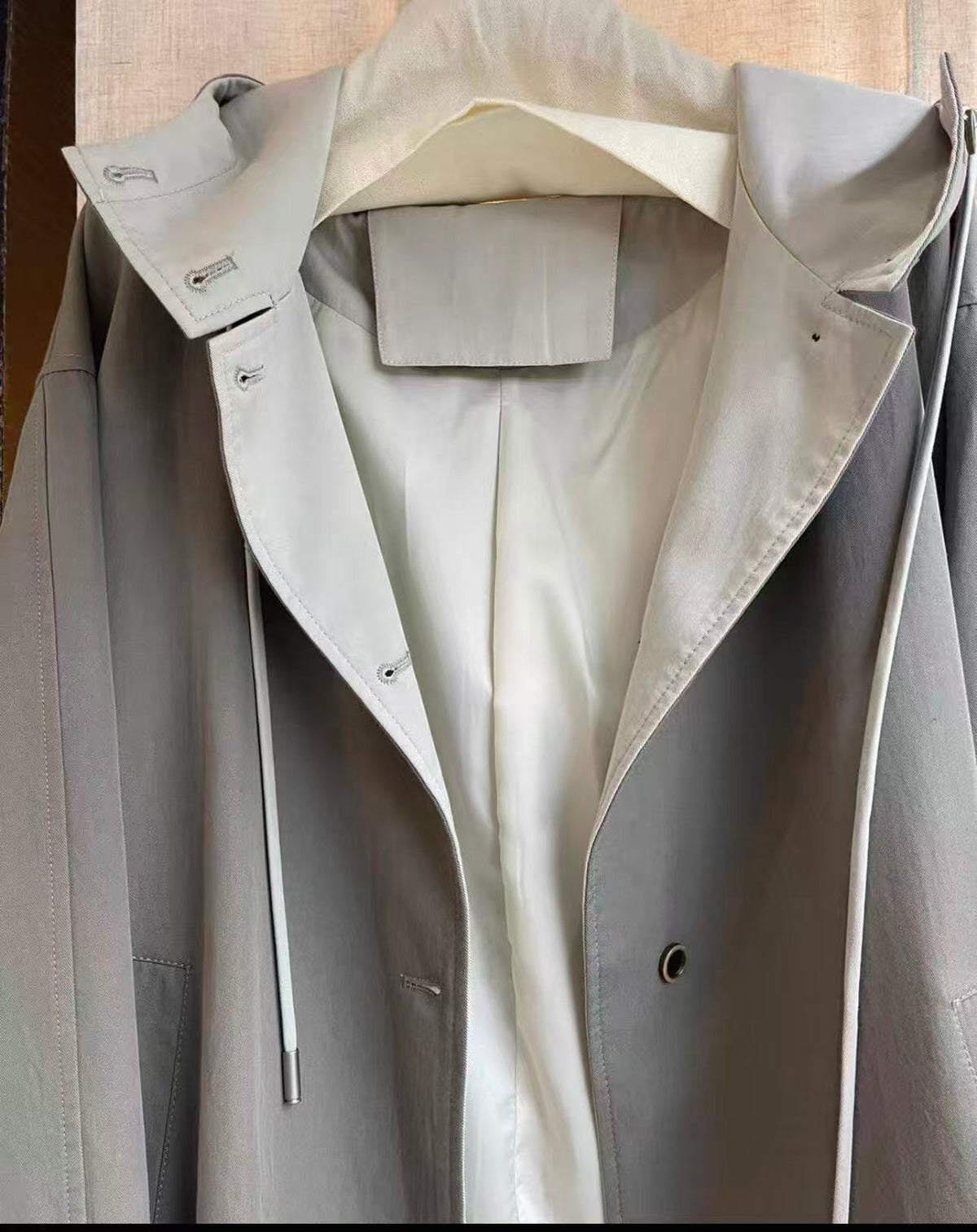 oversized long trench coat with hoodie