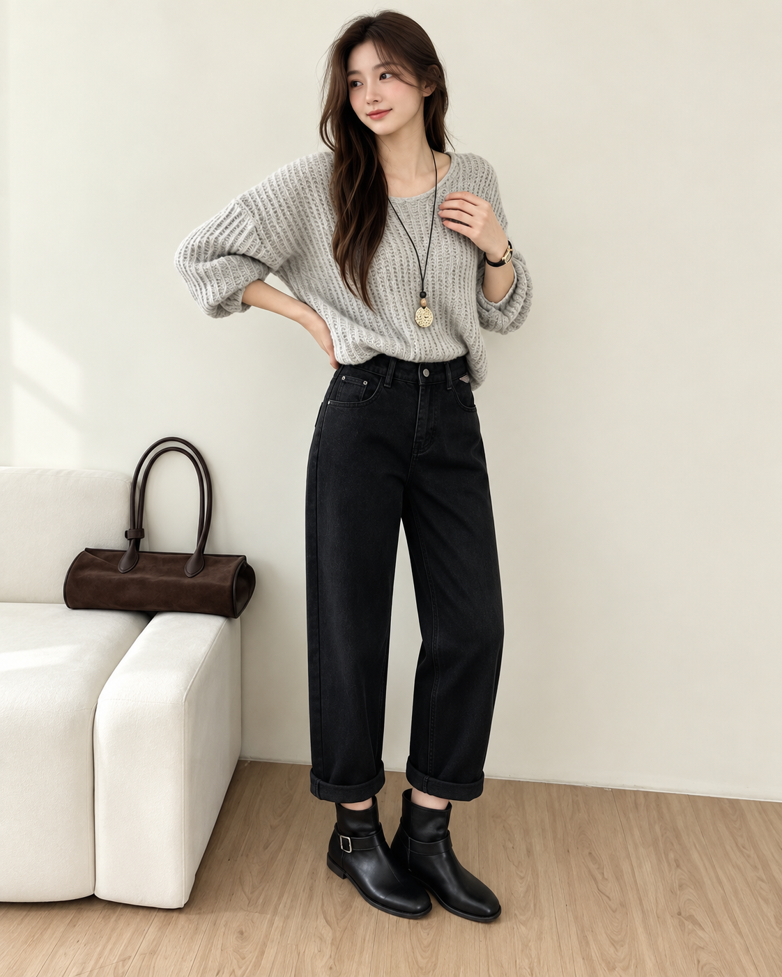 Black  mid-rises jeans
