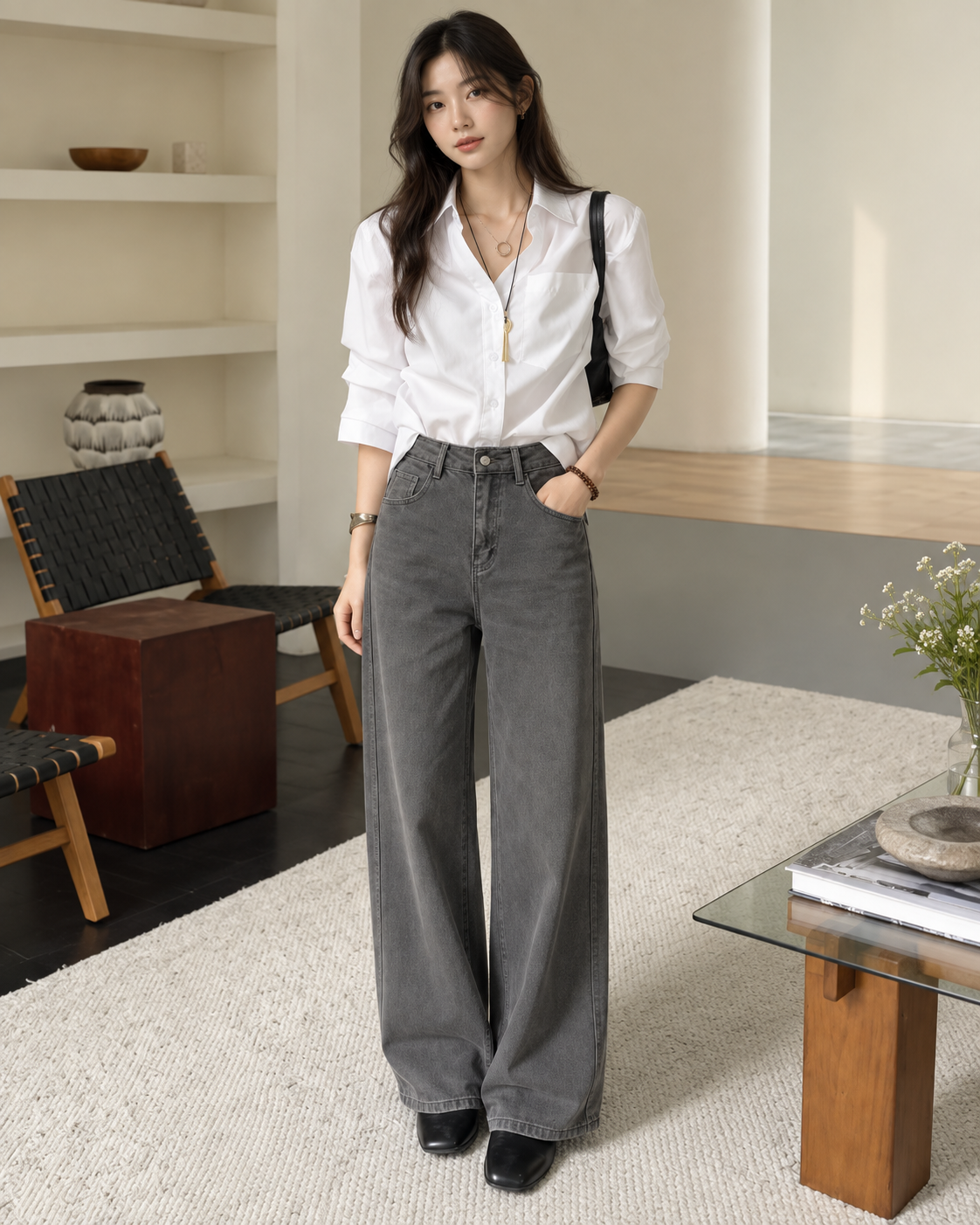 Stripe demin pants