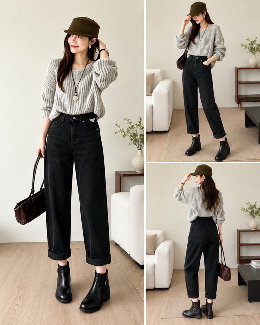 Black  mid-rises jeans