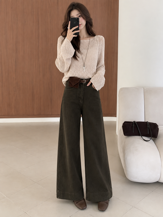 High-waisted, ultra-wide-leg Jeans