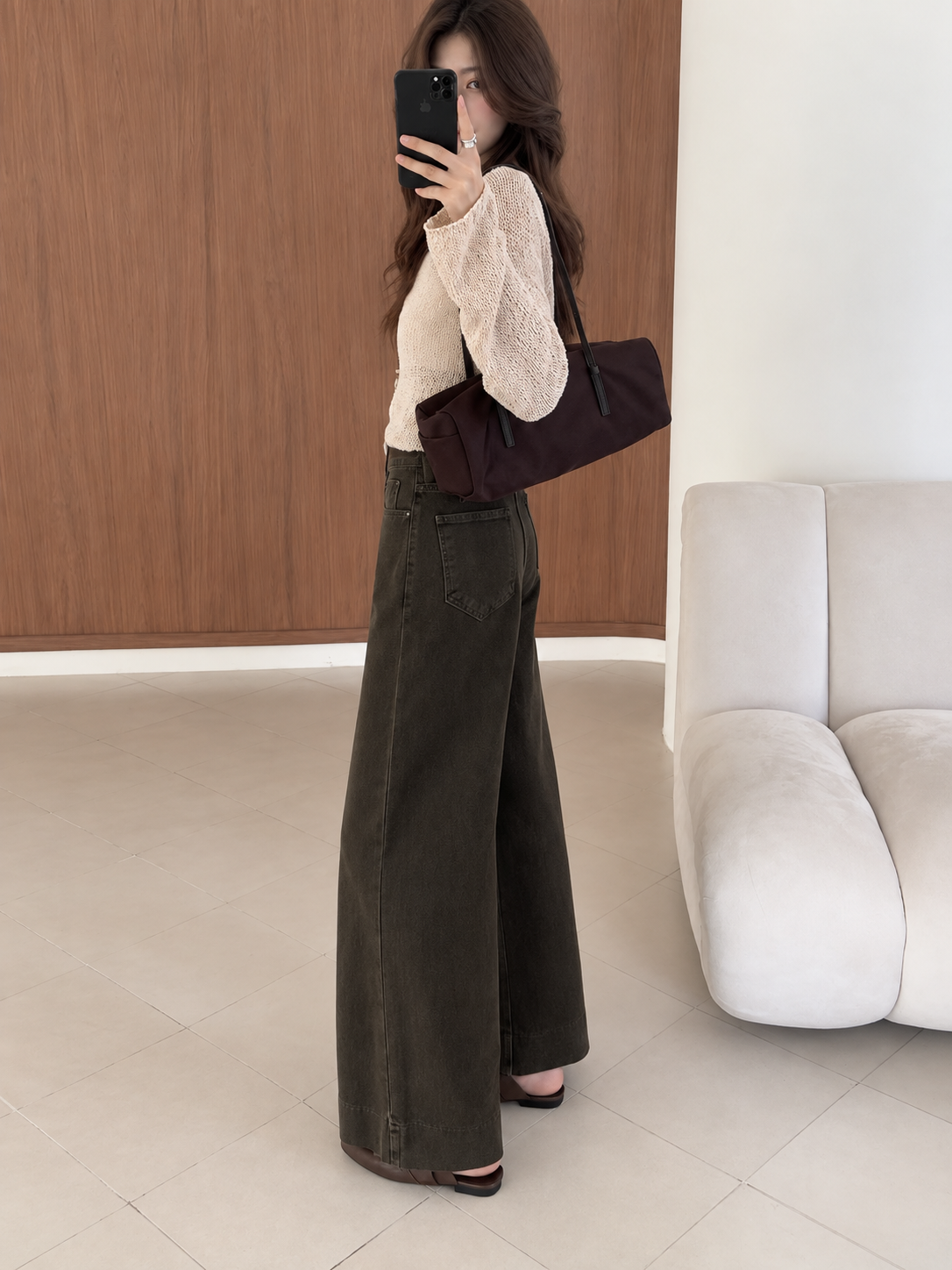 High-waisted, ultra-wide-leg Jeans